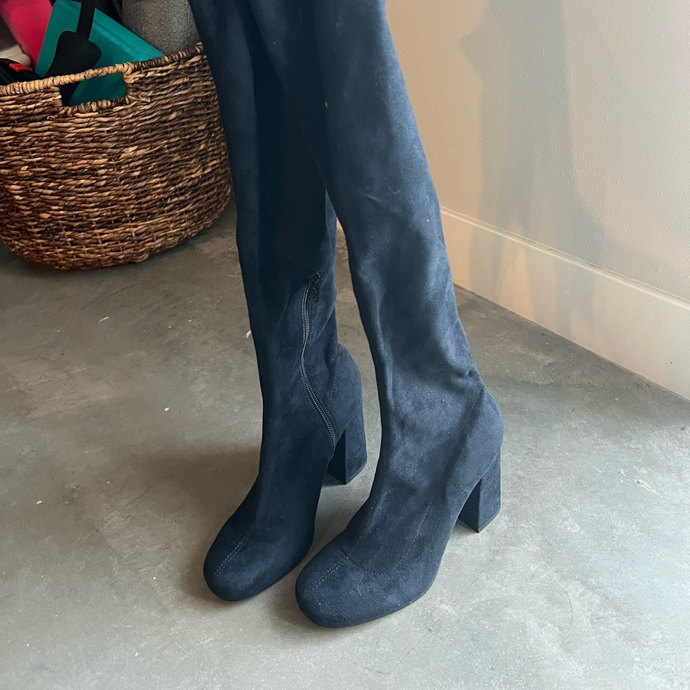Zara Navy blue knee high boots